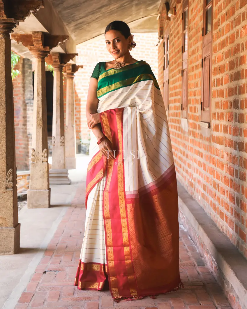 Off-White Kanjivaram Silk Saree T743035-image