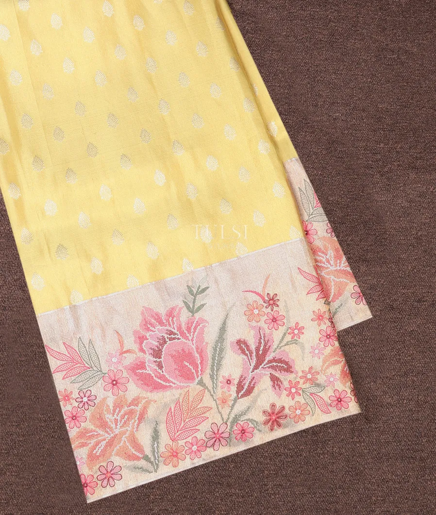 Yellow Tissue Kanjivaram Embroidery Silk Saree T719941-image