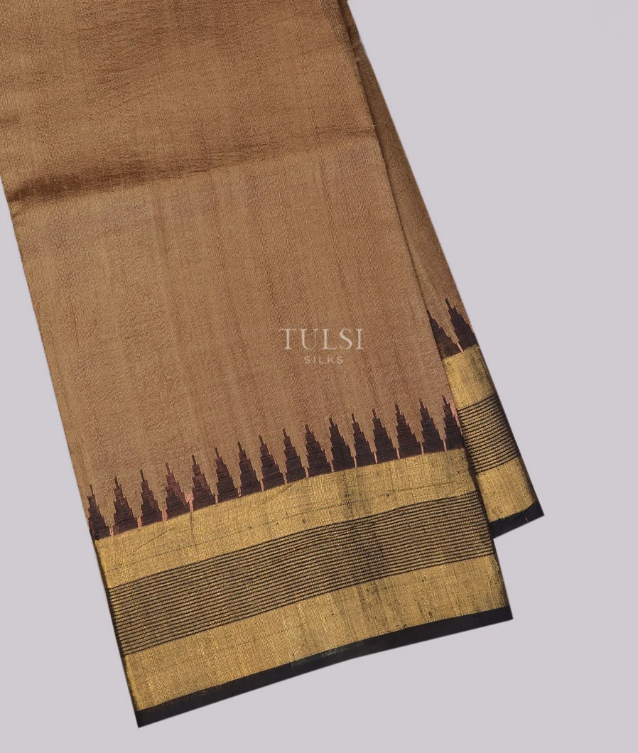 Brown Handwoven Tussar Saree T726439-image