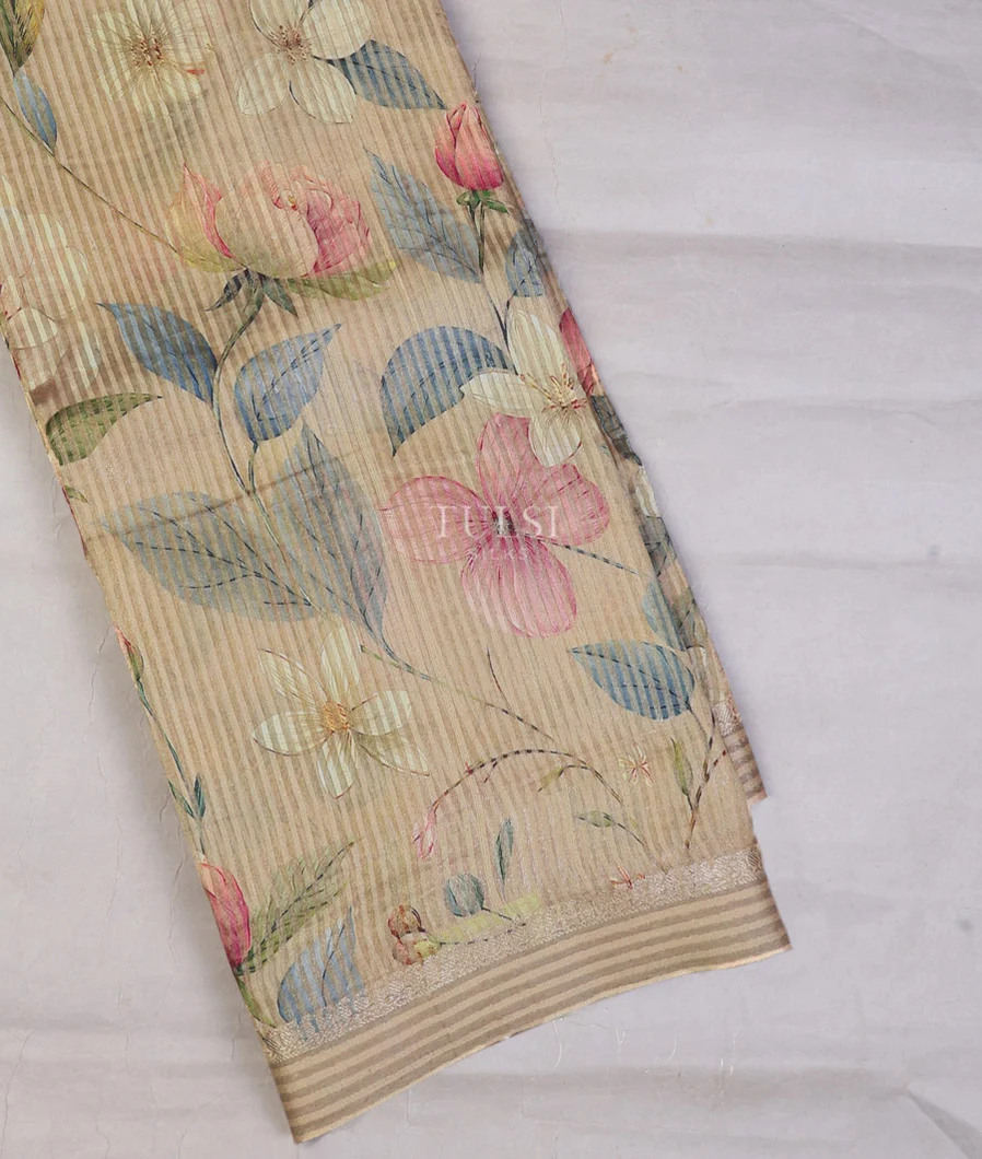 Beige Tussar Printed Saree T692961-image