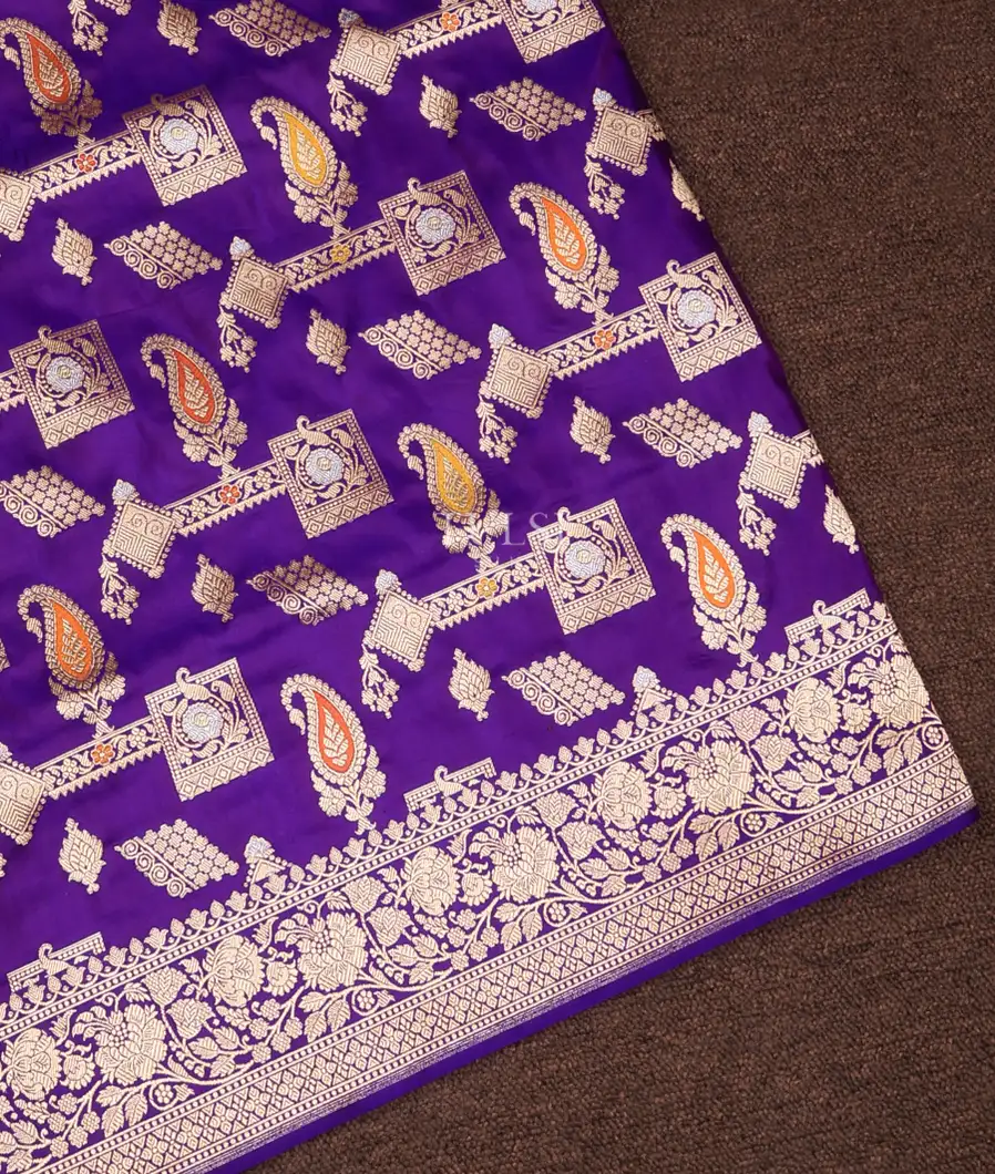 Purple Banaras Silk Saree T746952-image