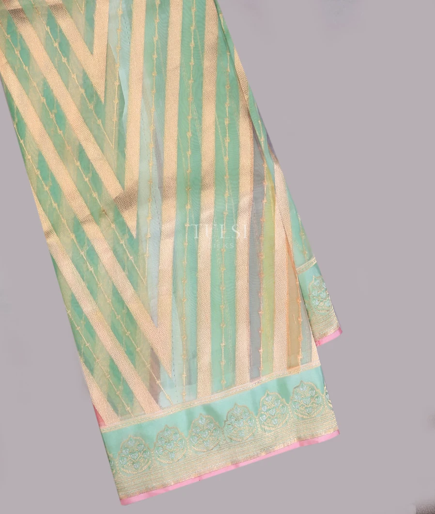 Multicolour Banaras Organza Saree T749455-image
