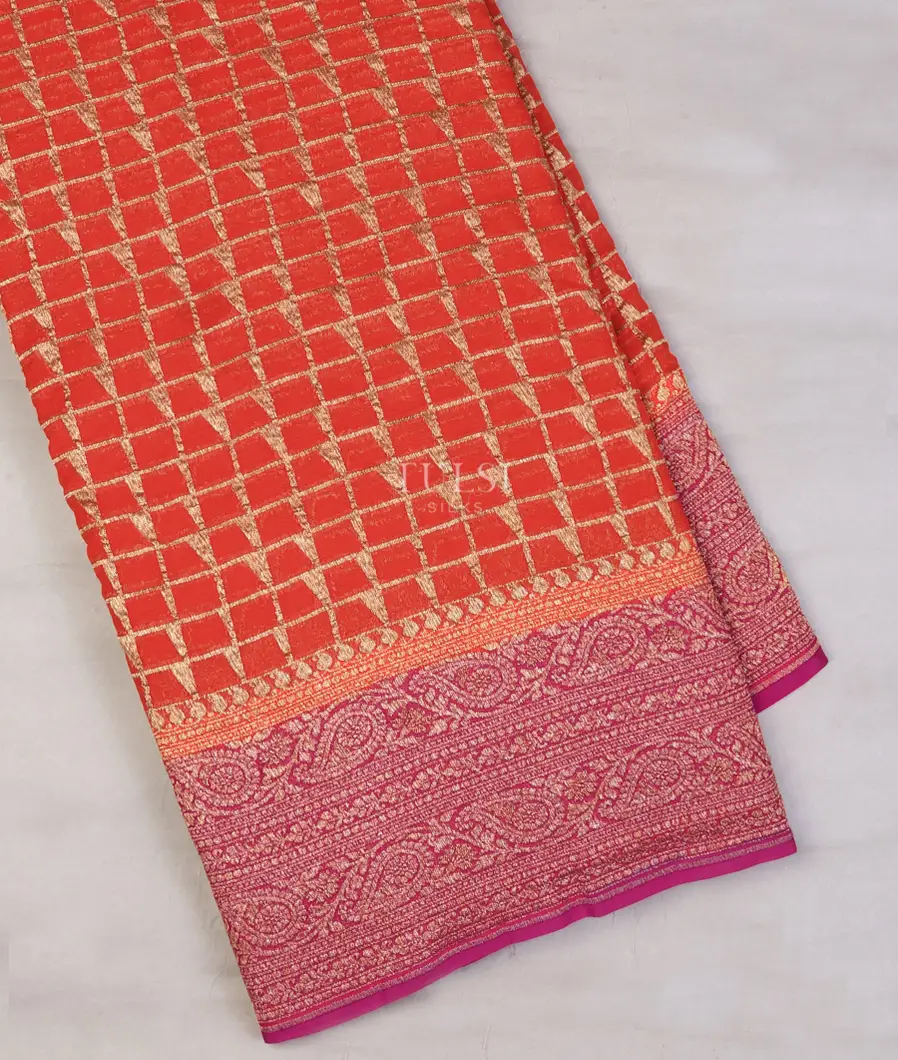 Red Banaras Georgette Silk Saree T746170-image