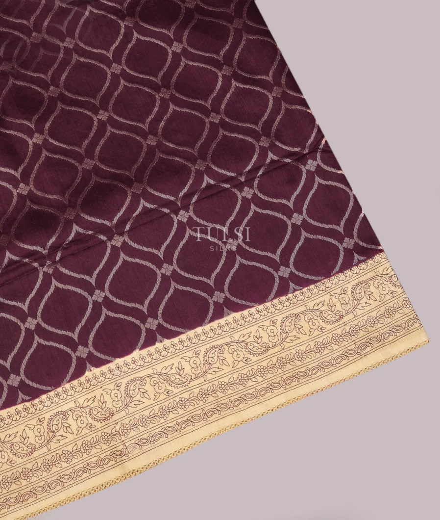 Burgundy Tussar Embroidery SareeT709598-image