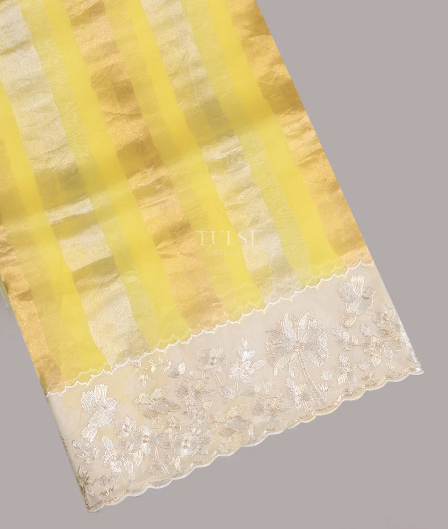 Yellow Kora Organza Embroidery Saree T740446-image