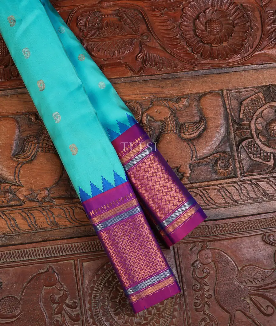 Blue Gadwal Silk Saree T738372-image