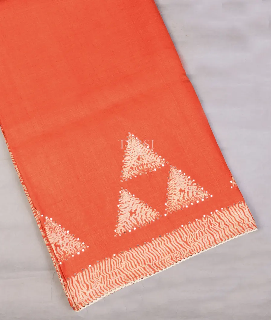 Orange Tussar Printed Saree T750590-image