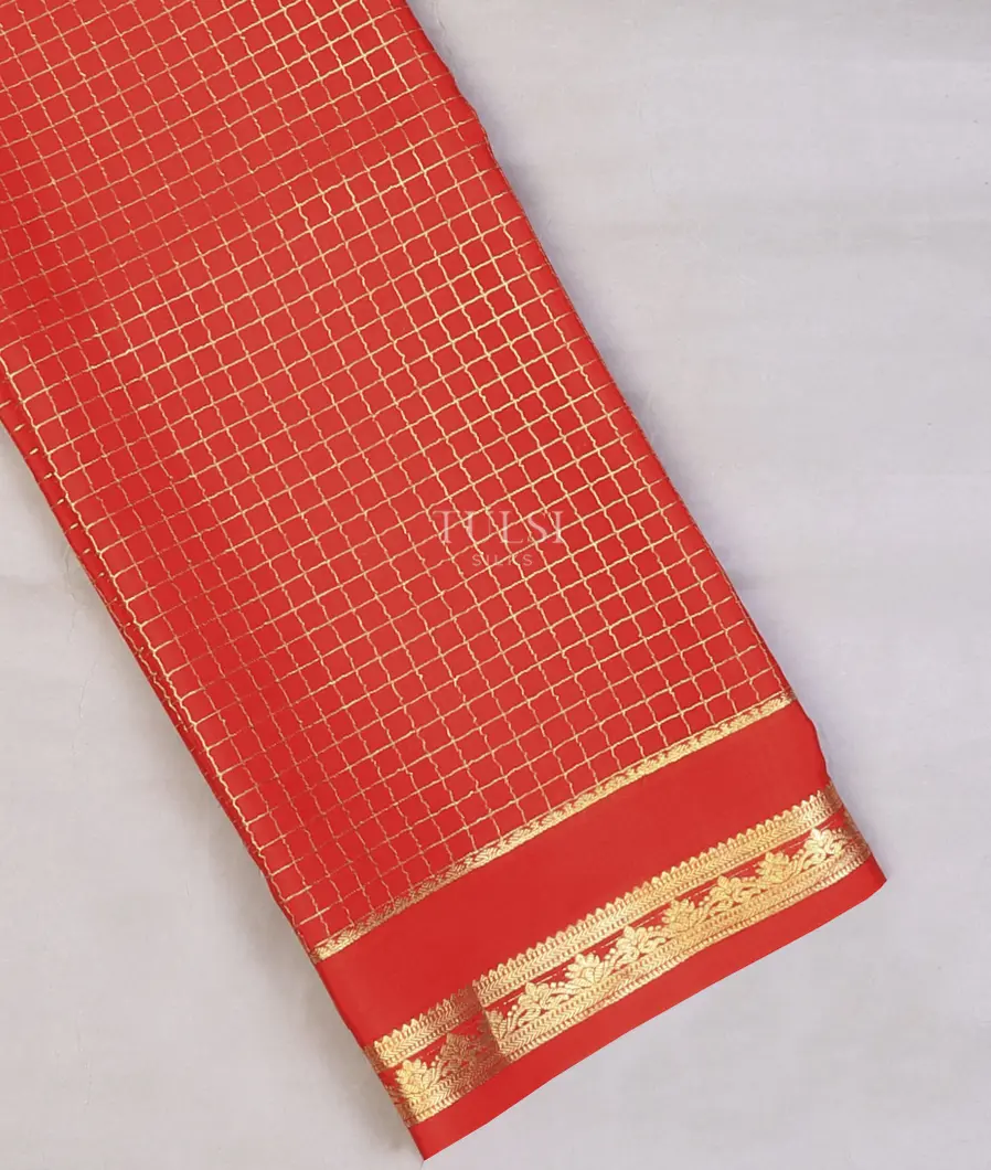 Red Mysore crepe Silk saree T742739-image