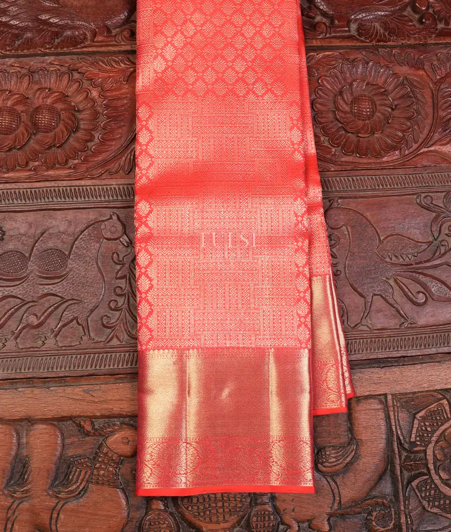 Orangish Pink Kanjivaram Silk Saree T746721-image