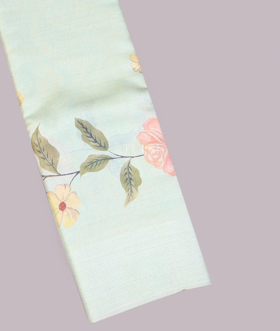 Light Blue Tussar Printed Saree T703277-1-image