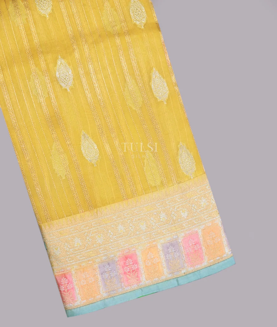 Yellow Banaras Organza Saree T750728-image