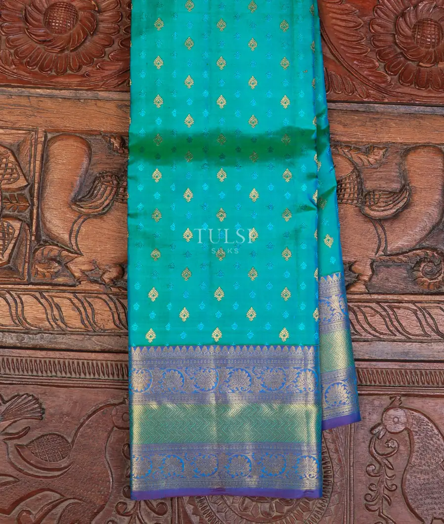 Peacock Green Soft Silk Saree T736788-image