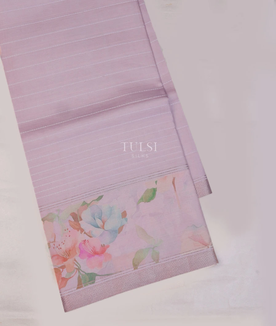 Lavender Tussar Printed Saree T728335-image