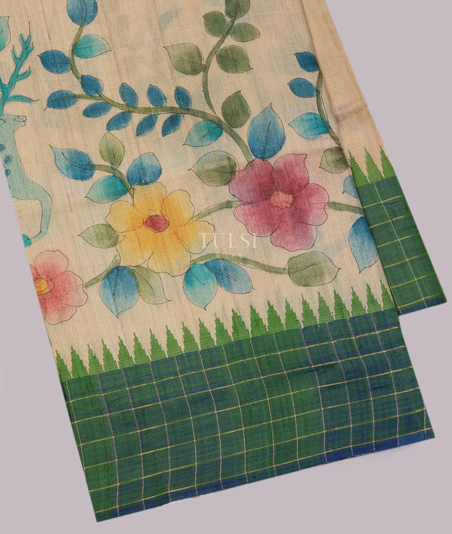 Beige Tussar Printed Saree T743420-image