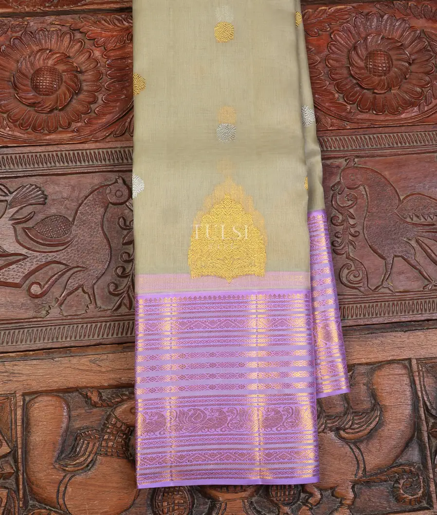 Light Greenish Grey Kora Kanjivaram Silk Saree T750593-image