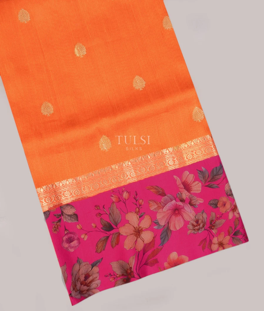 Orange Tussar Printed Saree T749929-image