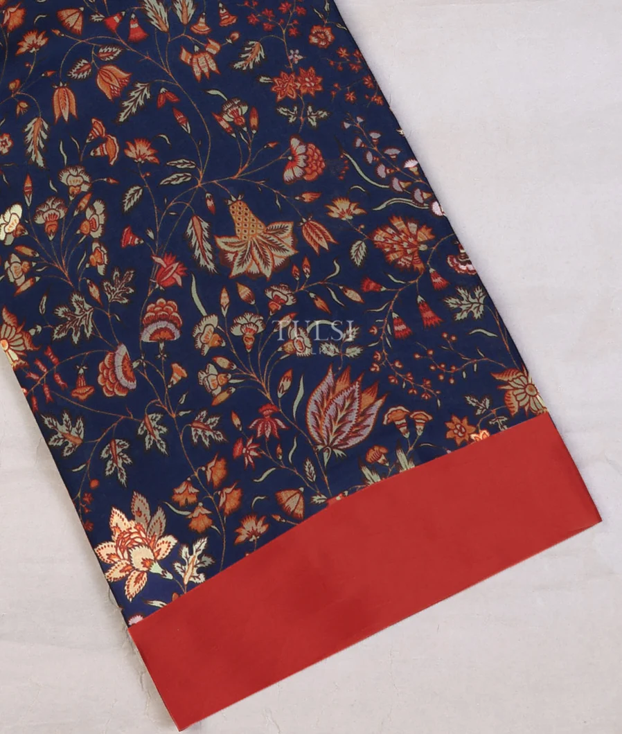 Blue Printed Silk Saree T730186-image