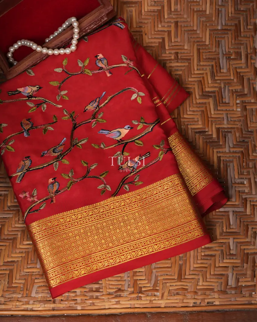 Red Mysore Crepe Silk Saree T749356-image