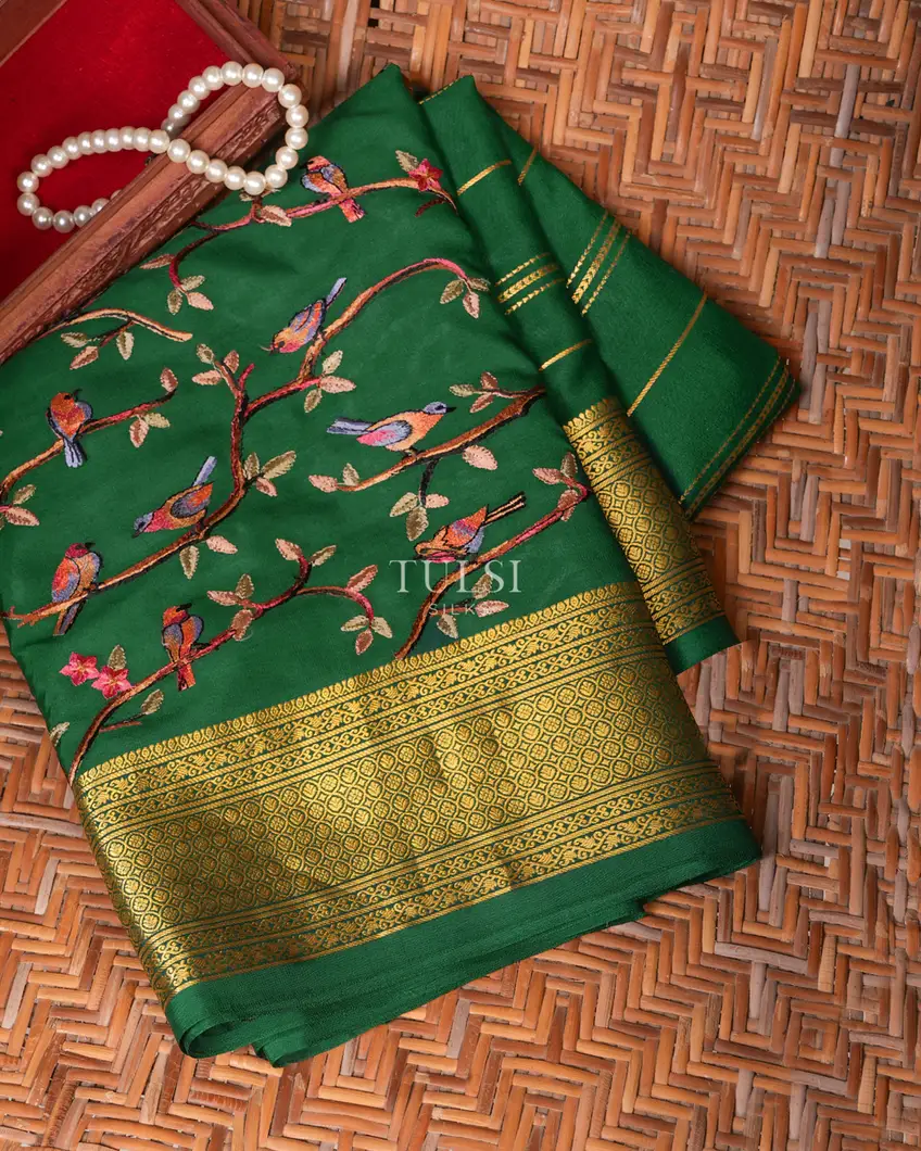 Green Mysore Crepe Silk Saree T749355-image