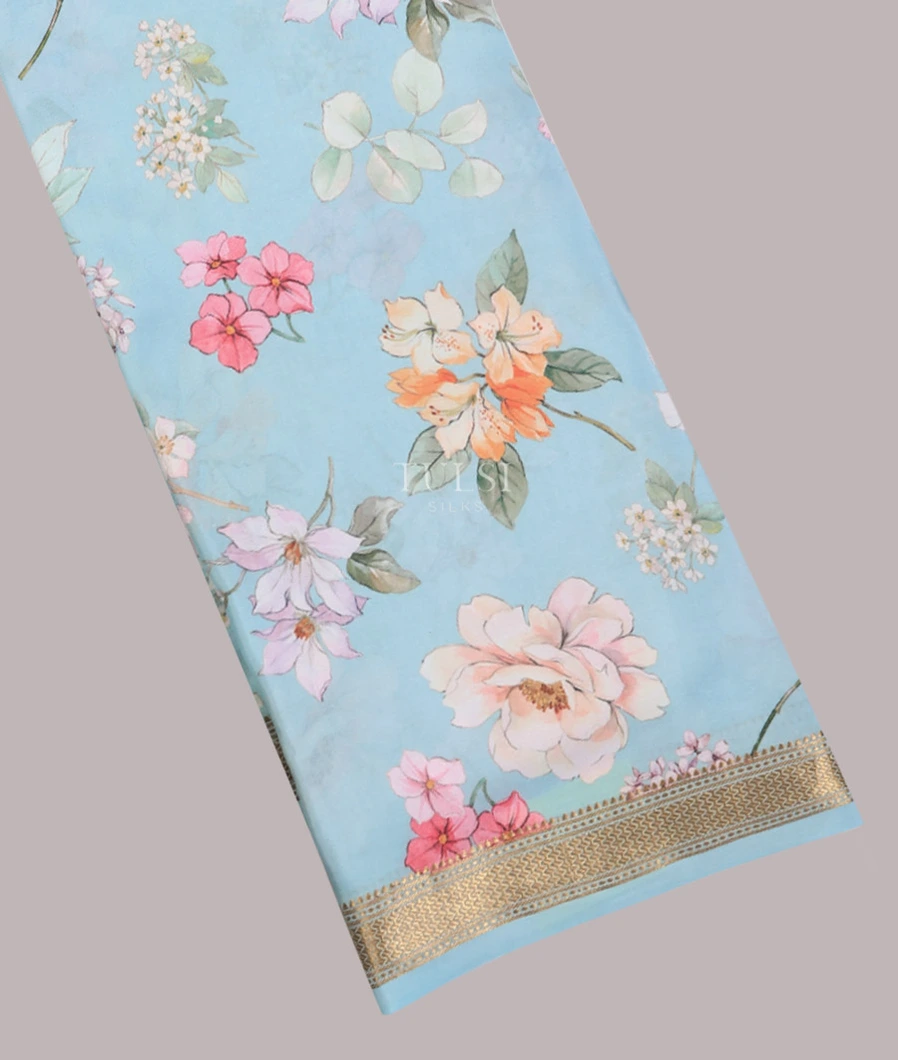 Blue Crepe Silk Saree T751418-image