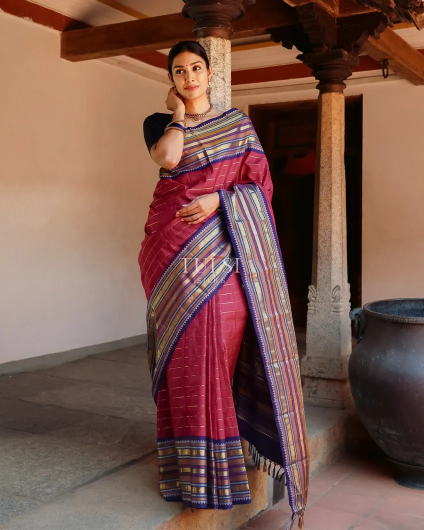 Pinkish Red Kanjivaram Silk Saree T738943-image