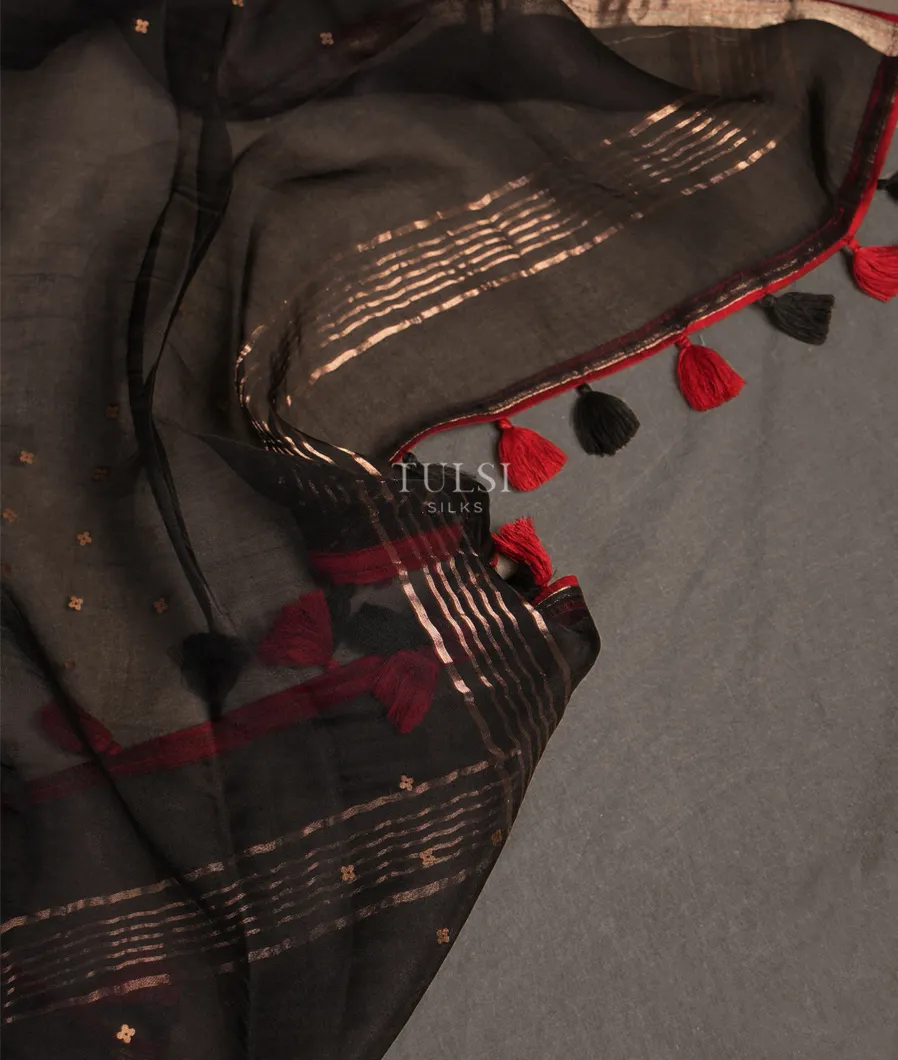 Black Woven Organza Saree T740682-image