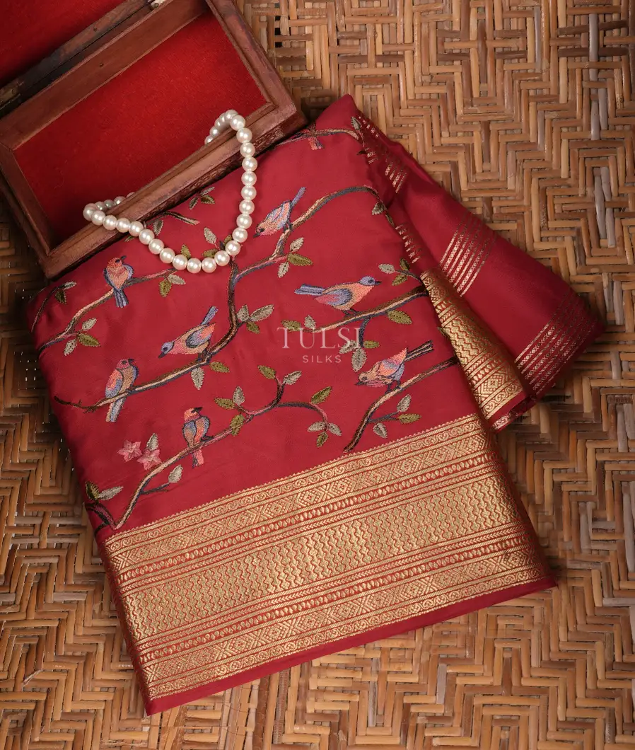 Red Mysore Crepe Silk Saree T753652-image