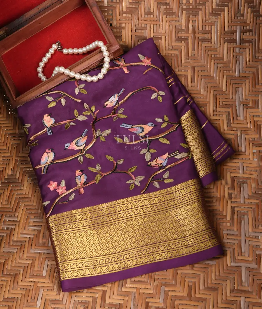 Purple Mysore Crepe Silk Saree T753659-image