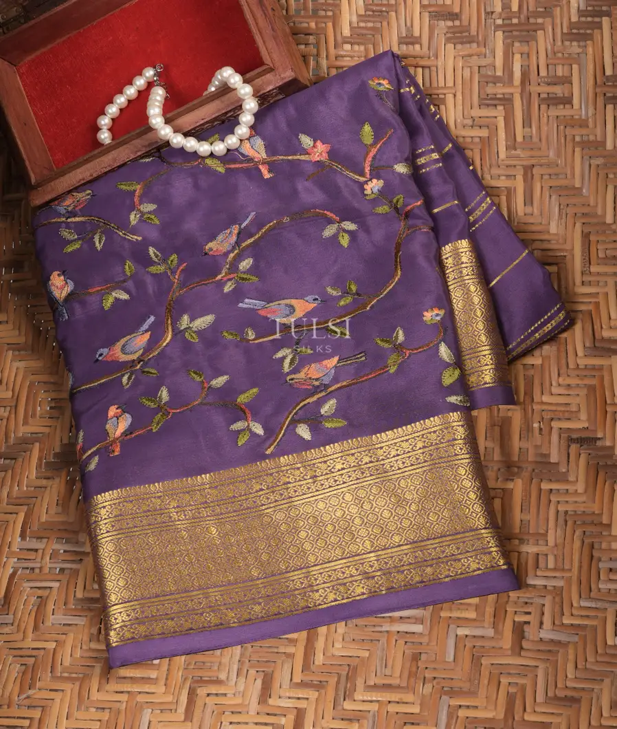 Purple Mysore Crepe Silk Saree T753650-image