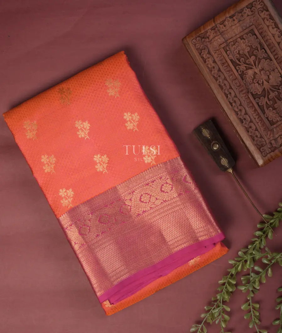 Orangish Pink Soft Silk Saree T730748-image