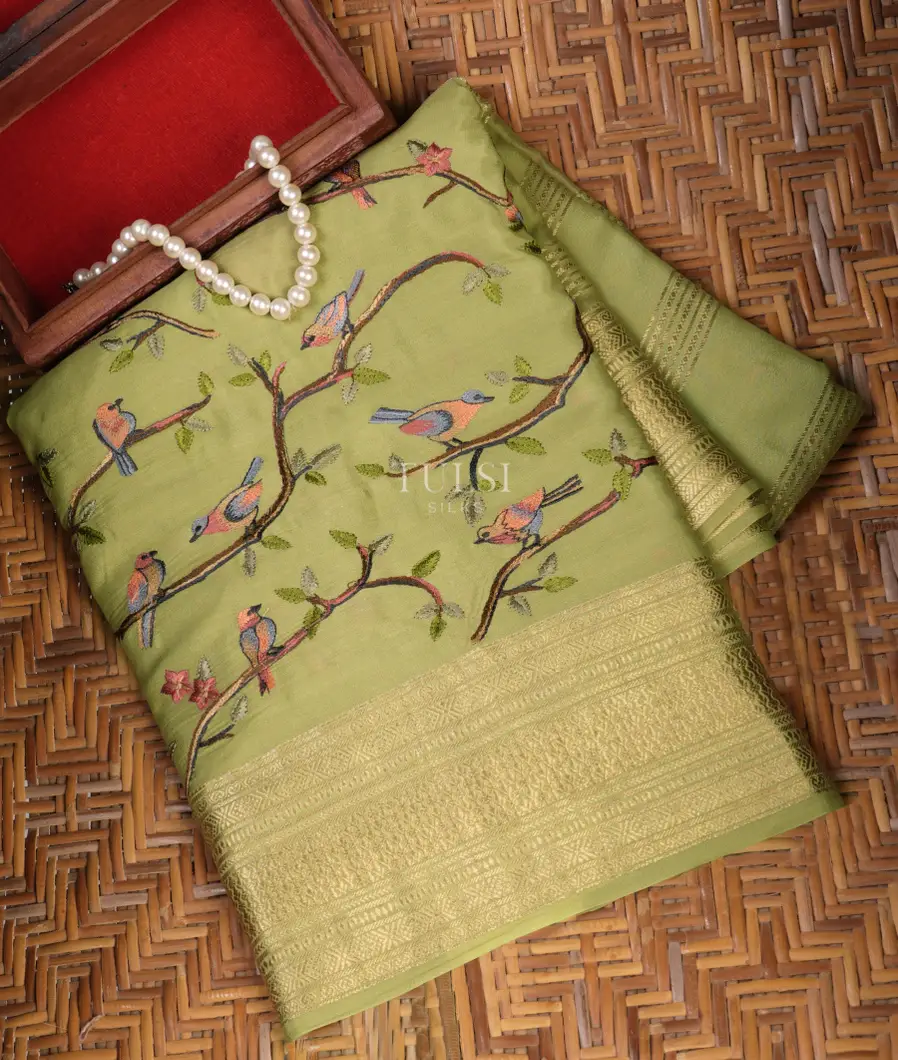 Light Green Mysore Crepe Silk Saree T753654-image