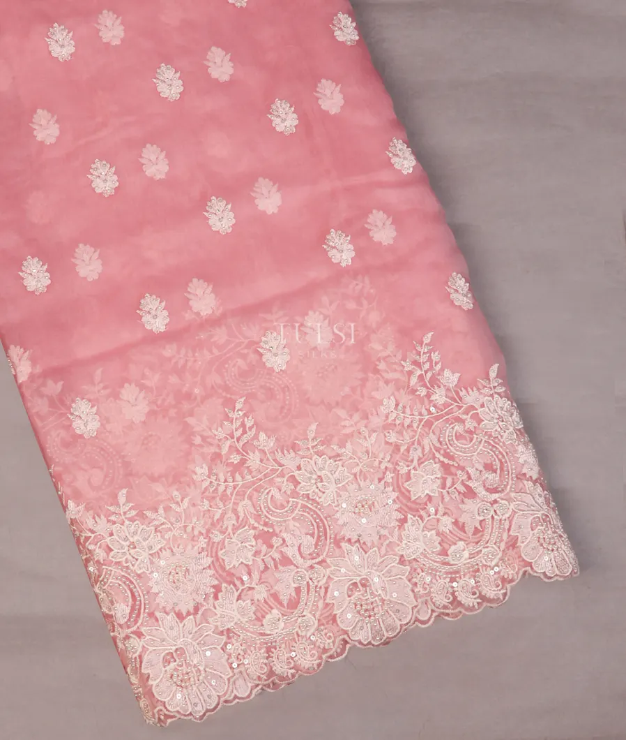 Pink Kora Organza Embroidery Saree T753025-image