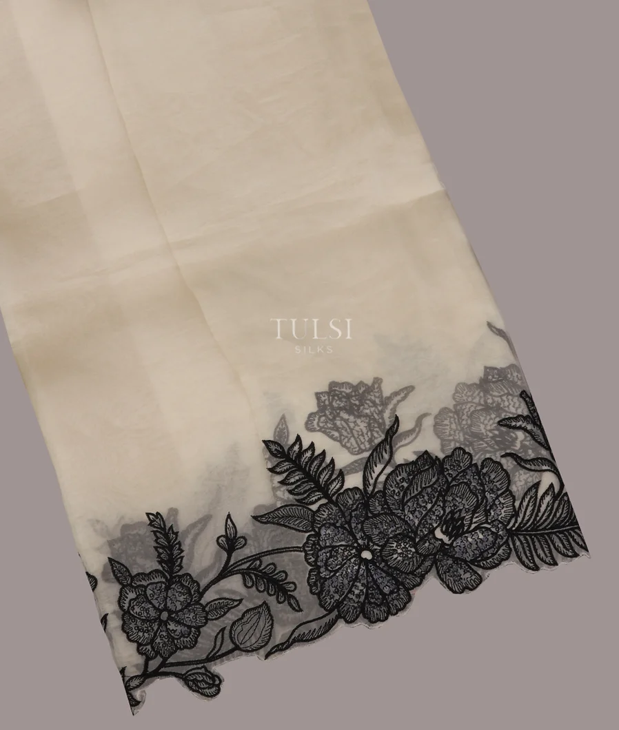 Off-White Kora Organza Embroidery Saree T753031-image