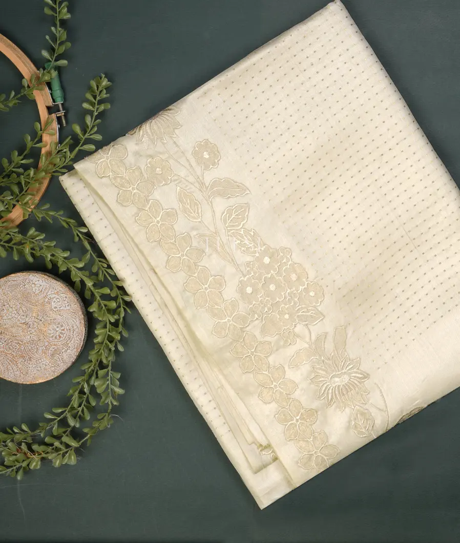 Off-White Tussar Embroidery Saree T743453-image