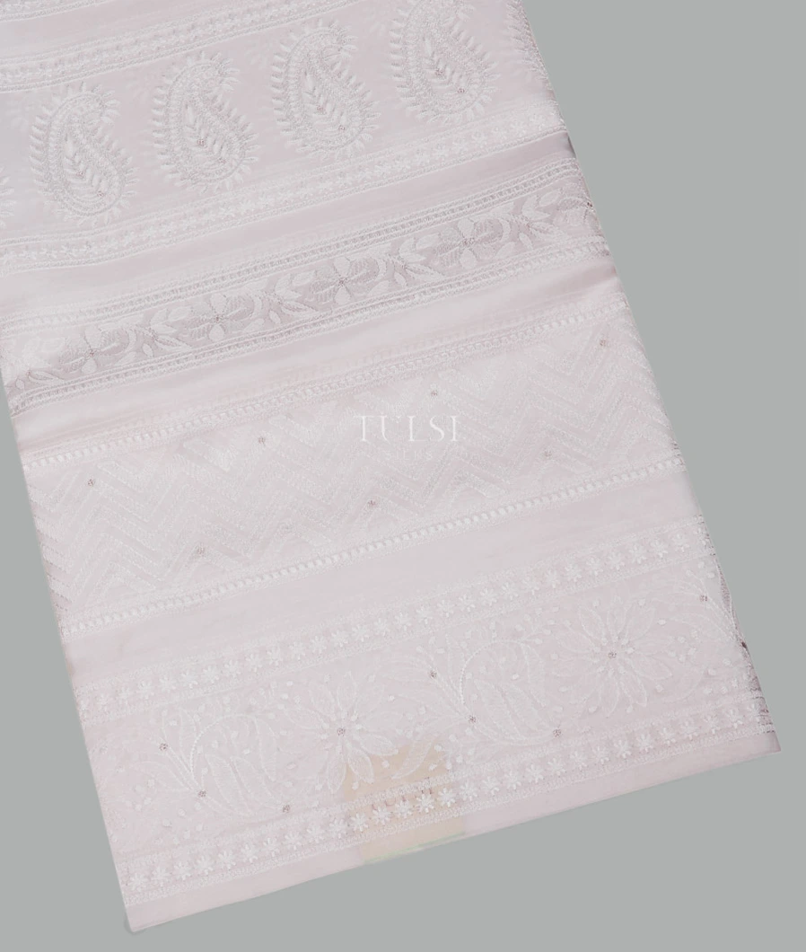 White Kora Organza Embroidery Saree T752817-image