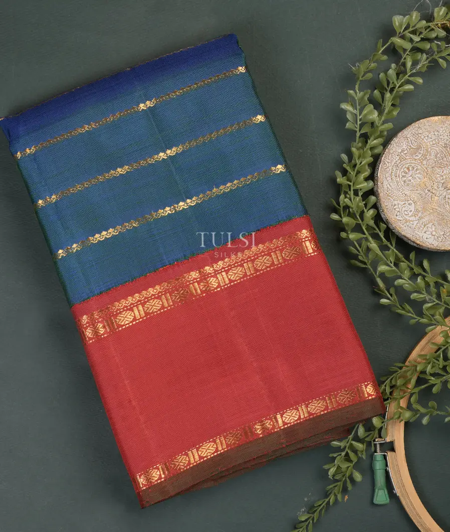 Peacock Blue Kanjivaram Silk Saree T753797-image