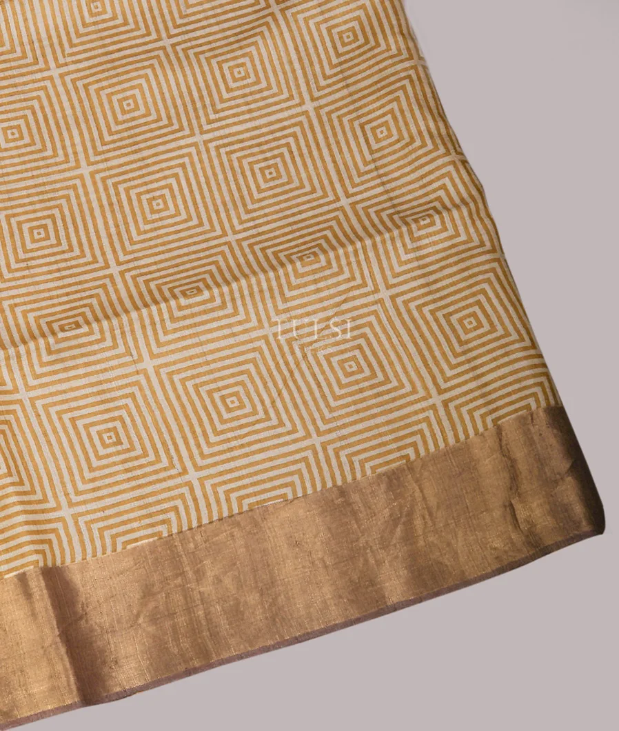 Beige Tussar Printed Saree T721346-image