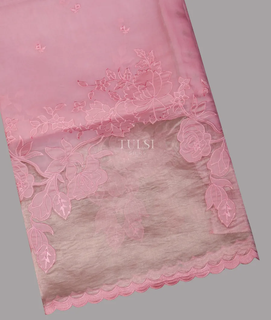 Pink Kora Organza Embroidery Saree T746629-image