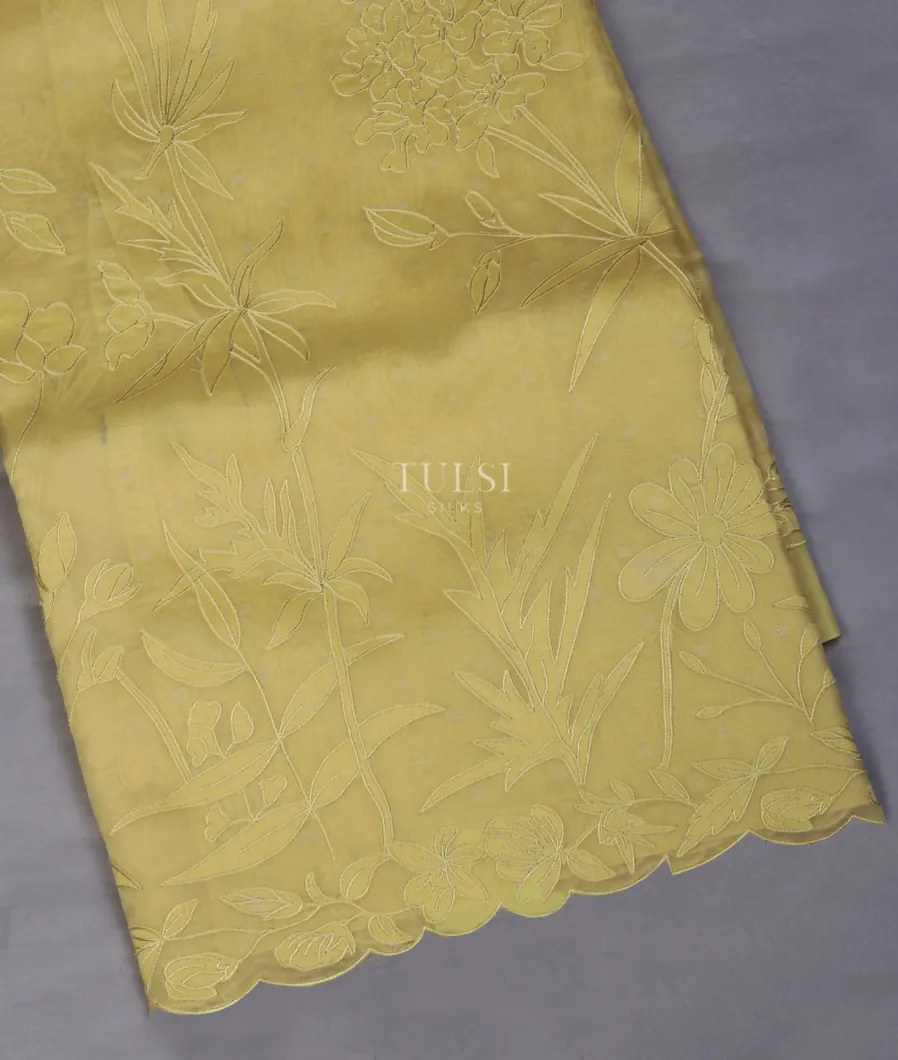 Yellow Kora Organza Embroidery Saree T746979-image