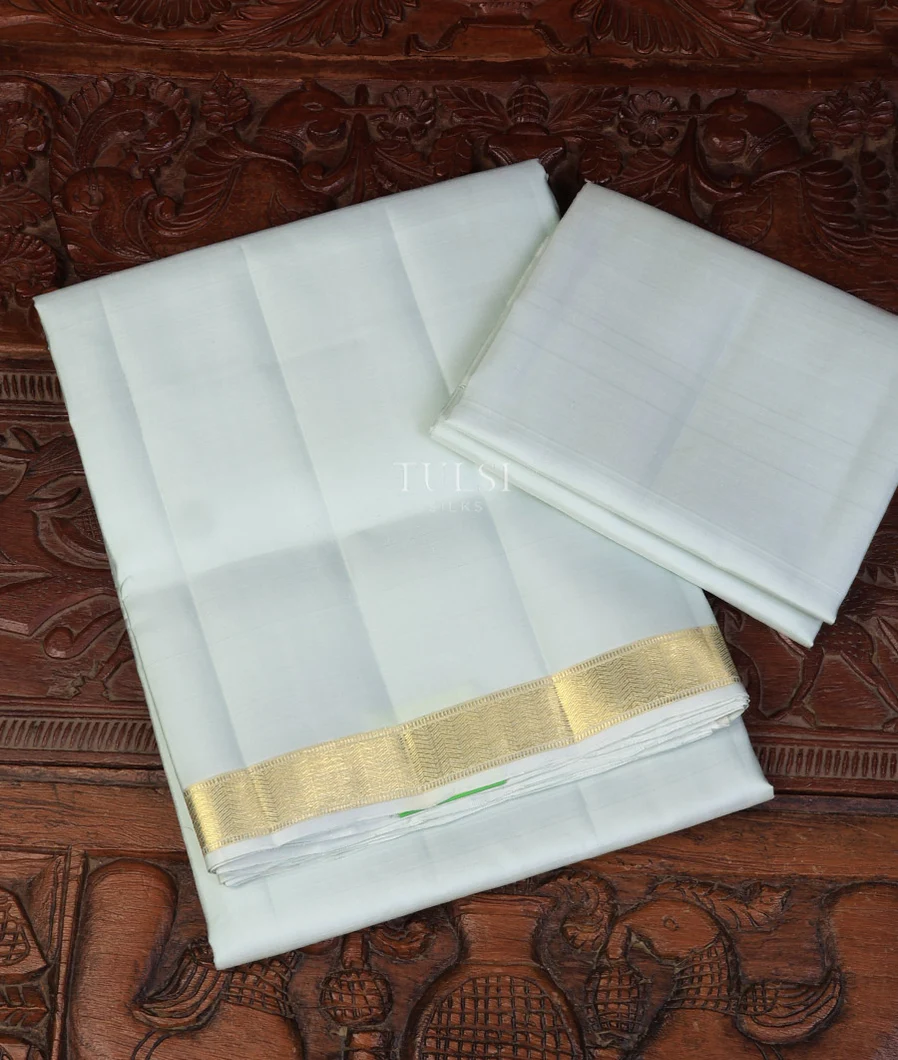 Blue Kanjivaram Silk Dhoti and Vastharam With Shirt Material T751931-image