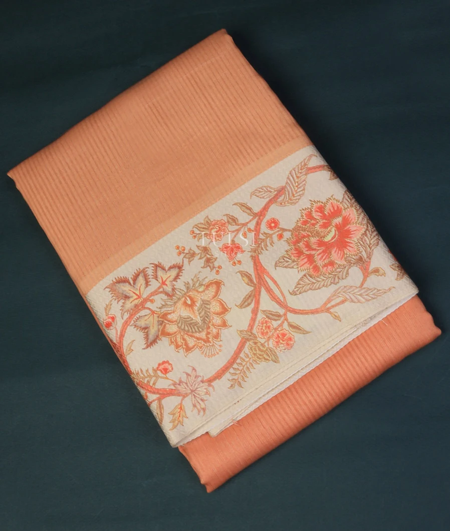 Peach Tussar Cotton Saree T753830-image