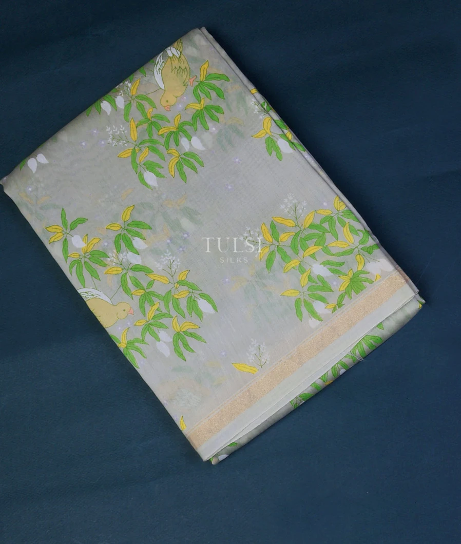 Grey Soft Printed Cotton Saree T745963-image