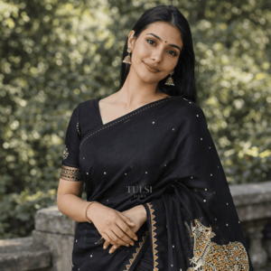 Design Ideas for Black Sarees: Borders, Motifs, Embroidery & Modern Patterns-4