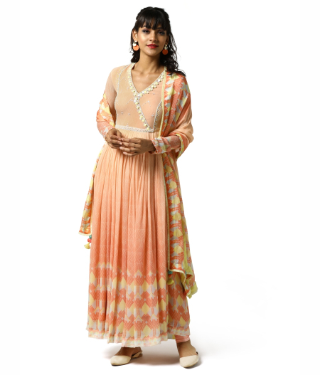 Peach Melba Anarkali set1