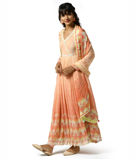 Peach Melba Anarkali set2