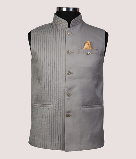 Grey Pleated Bundi - AVC 7241