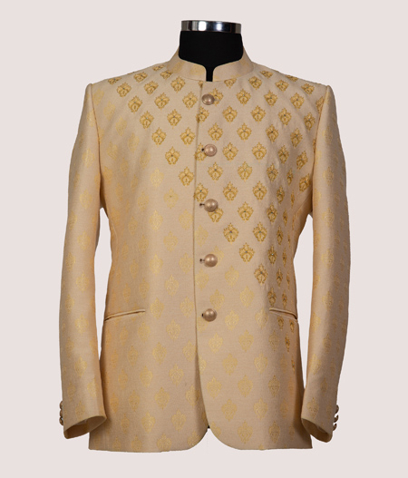 Beige Cross Pattern Bandhgala - AA 5178 (2.75) AA 3816 (3816)1