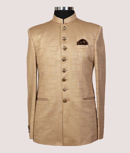 Beige Geometric Bandhgala - SUT 121