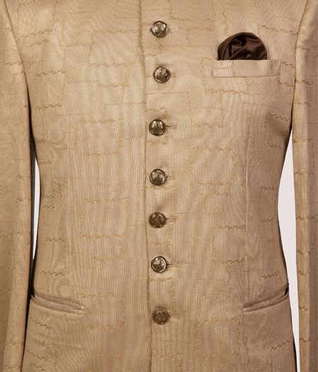 Beige Geometric Bandhgala - SUT 122