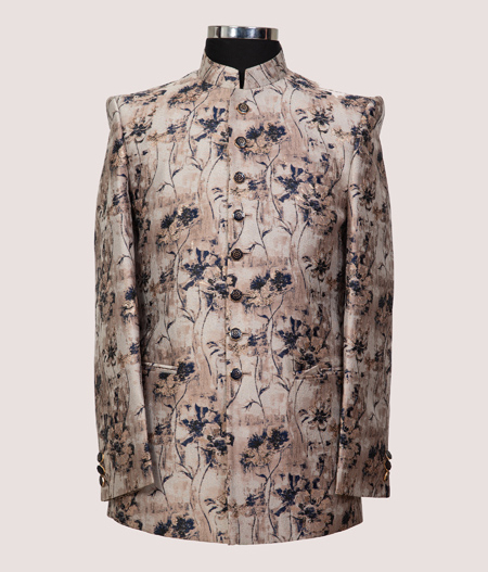 Off White Floral Bandhgala - SUT 81